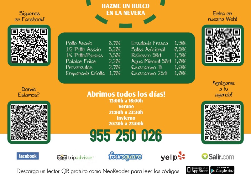 Folleto / Carta / Menú: Hoja 2 de Chicken&Go Tomares