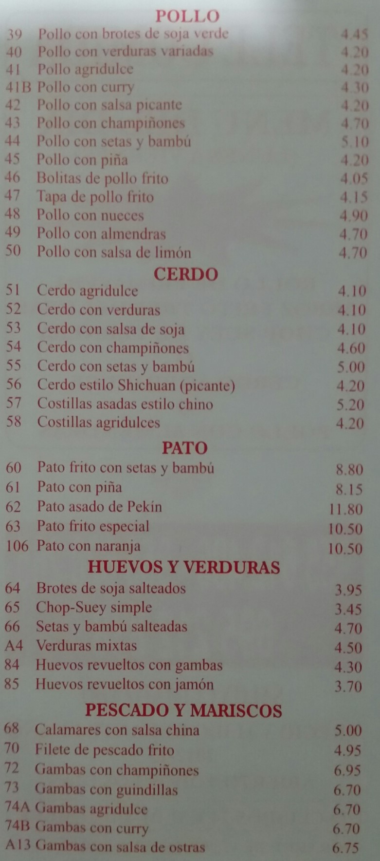 Folleto / Carta / Menú: Hoja 2 de Gran Hong Kong