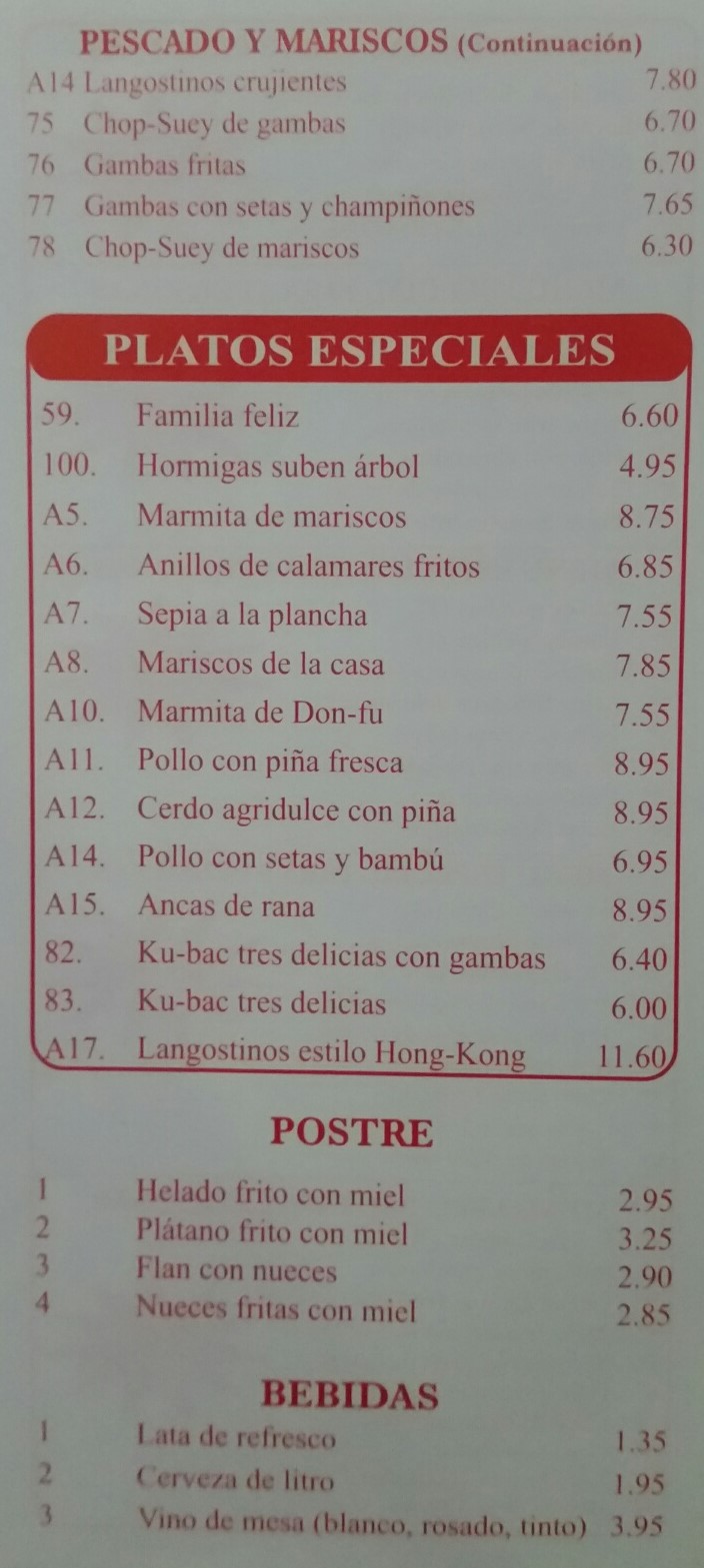 Folleto / Carta / Menú: Hoja 3 de Gran Hong Kong