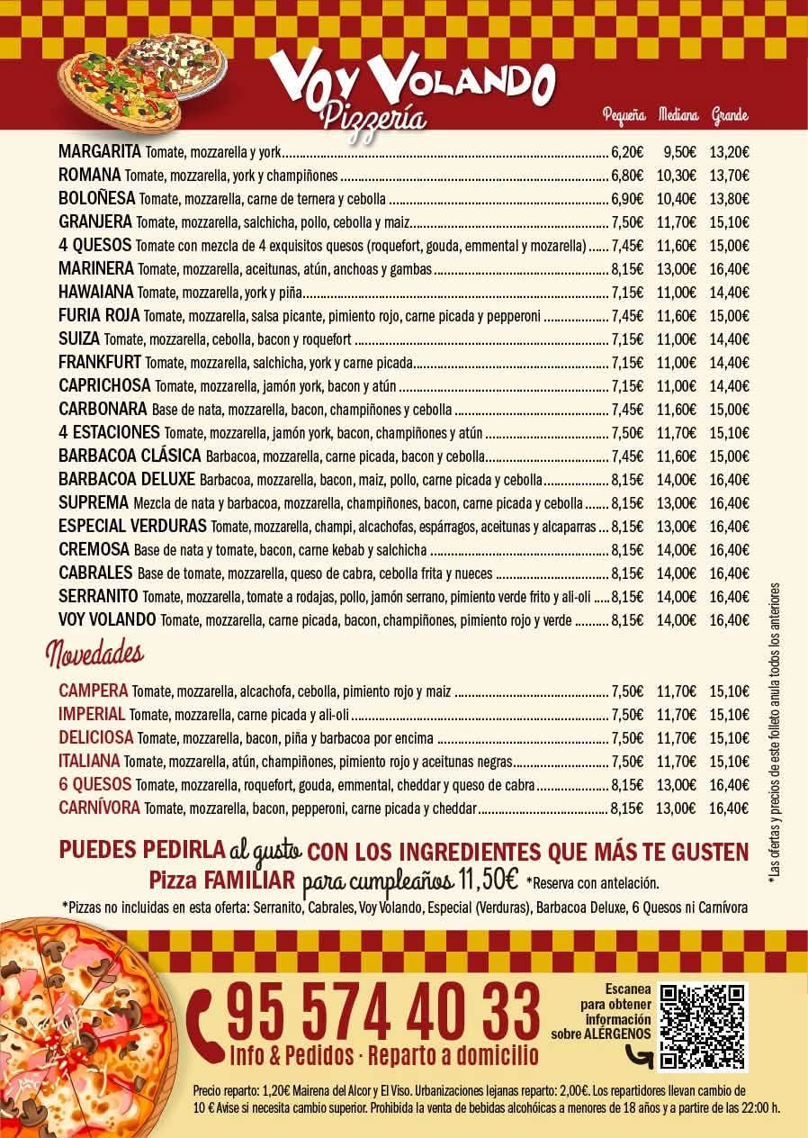 Folleto / Carta / Menú: voy volando de VOY VOLANDO PIZZERIA