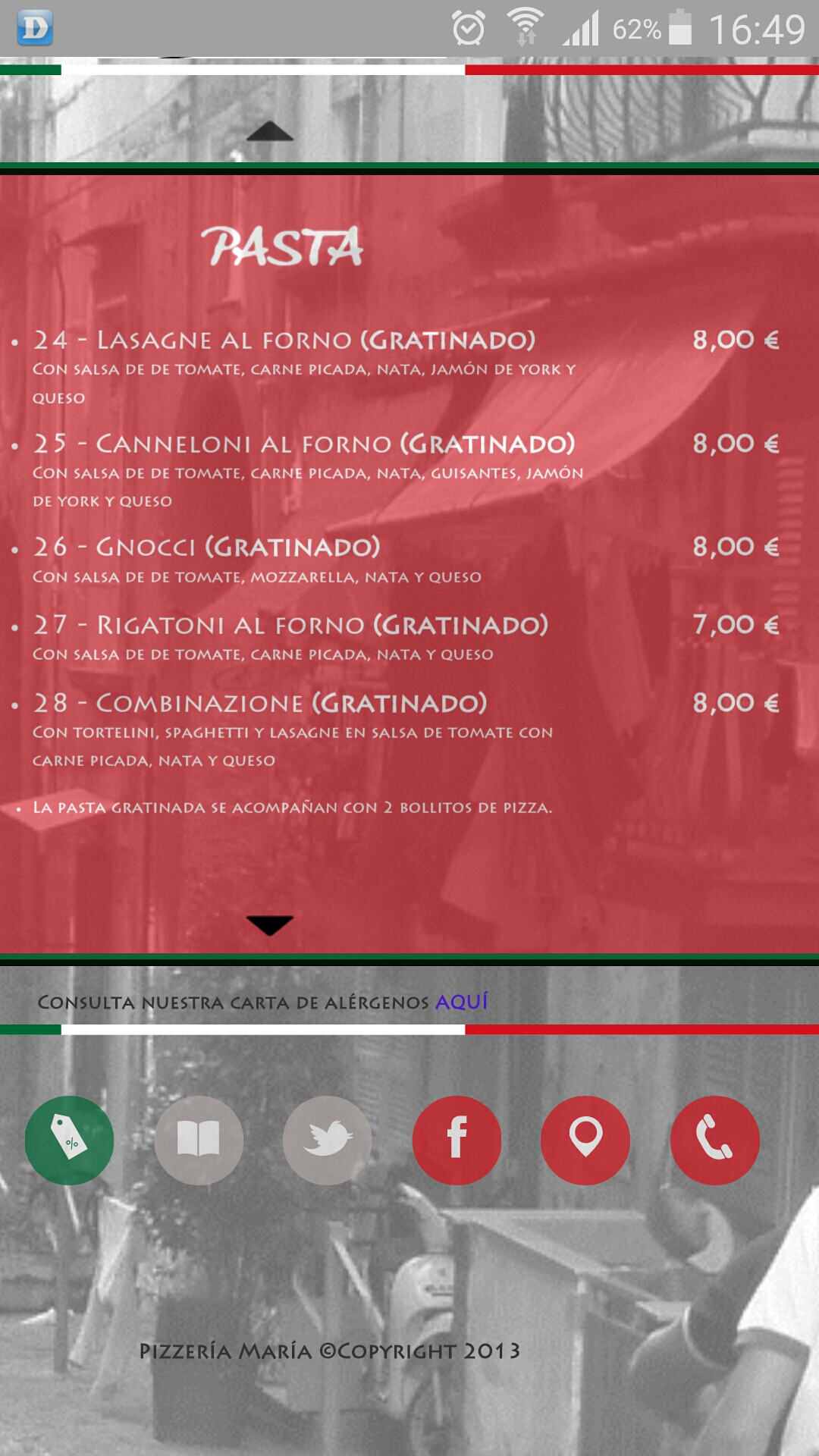 Folleto / Carta / Menú: Hoja 7 de Pizzeria María