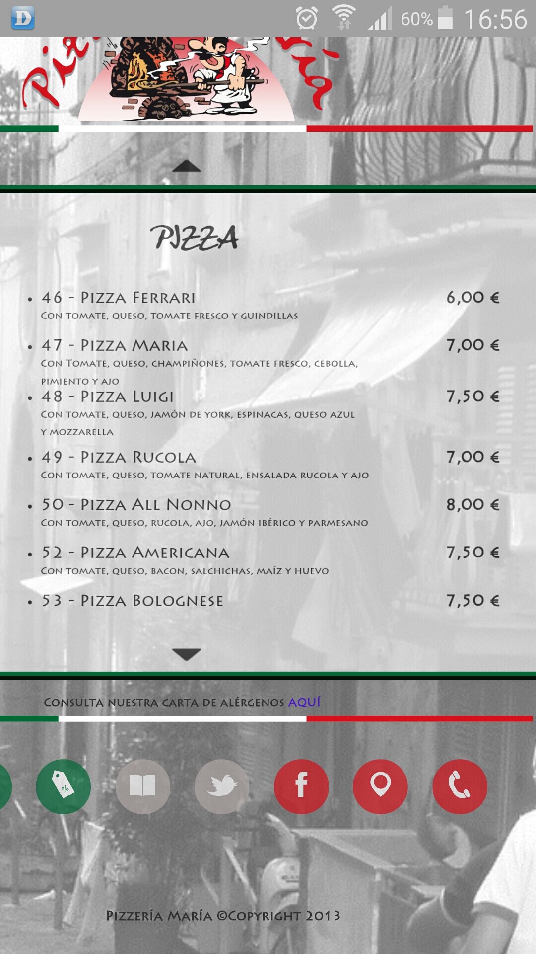 Folleto / Carta / Menú: Hoja 11 de Pizzeria María