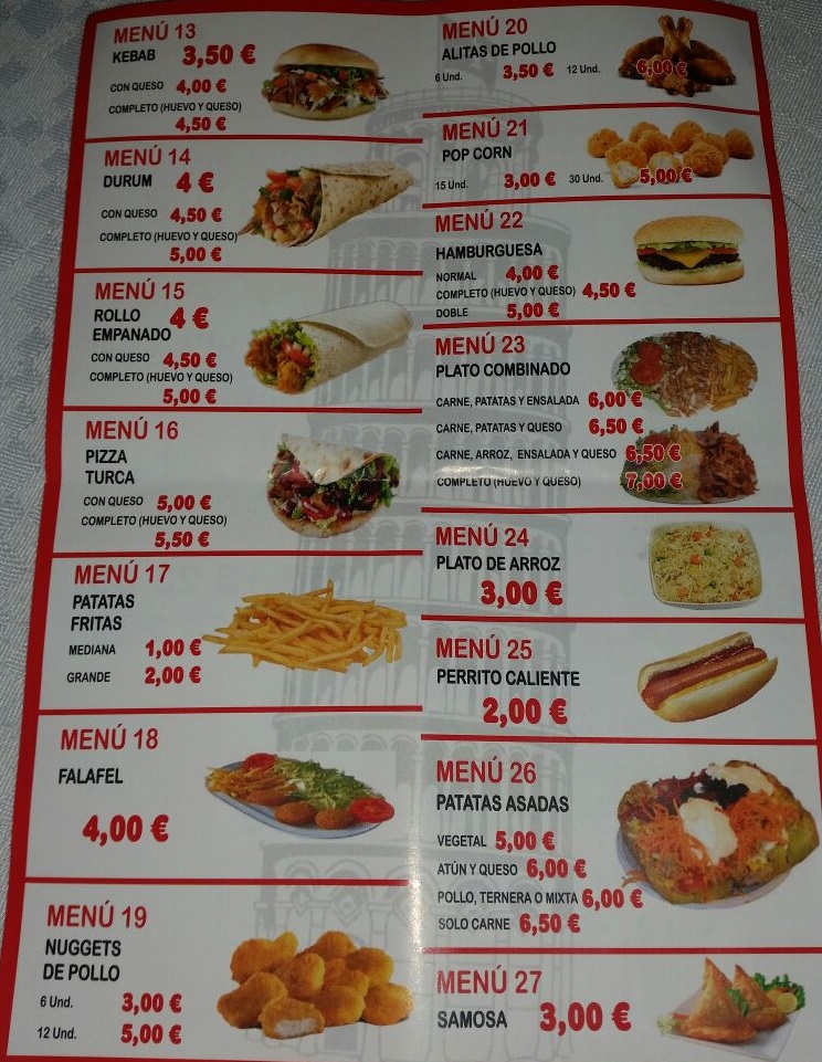 Folleto / Carta / Menú: Hoja 2 de King Döner Kebab