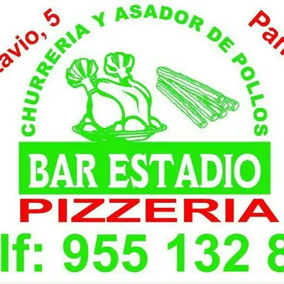 Logotipo de Bar estadio churrería, asador de pollos y pizzería