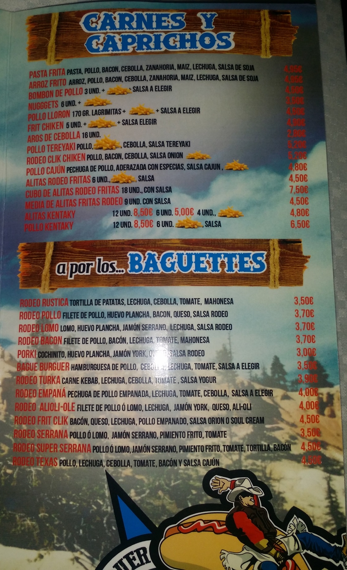 Folleto / Carta / Menú: Hoja 1 de Rodeo burguer
