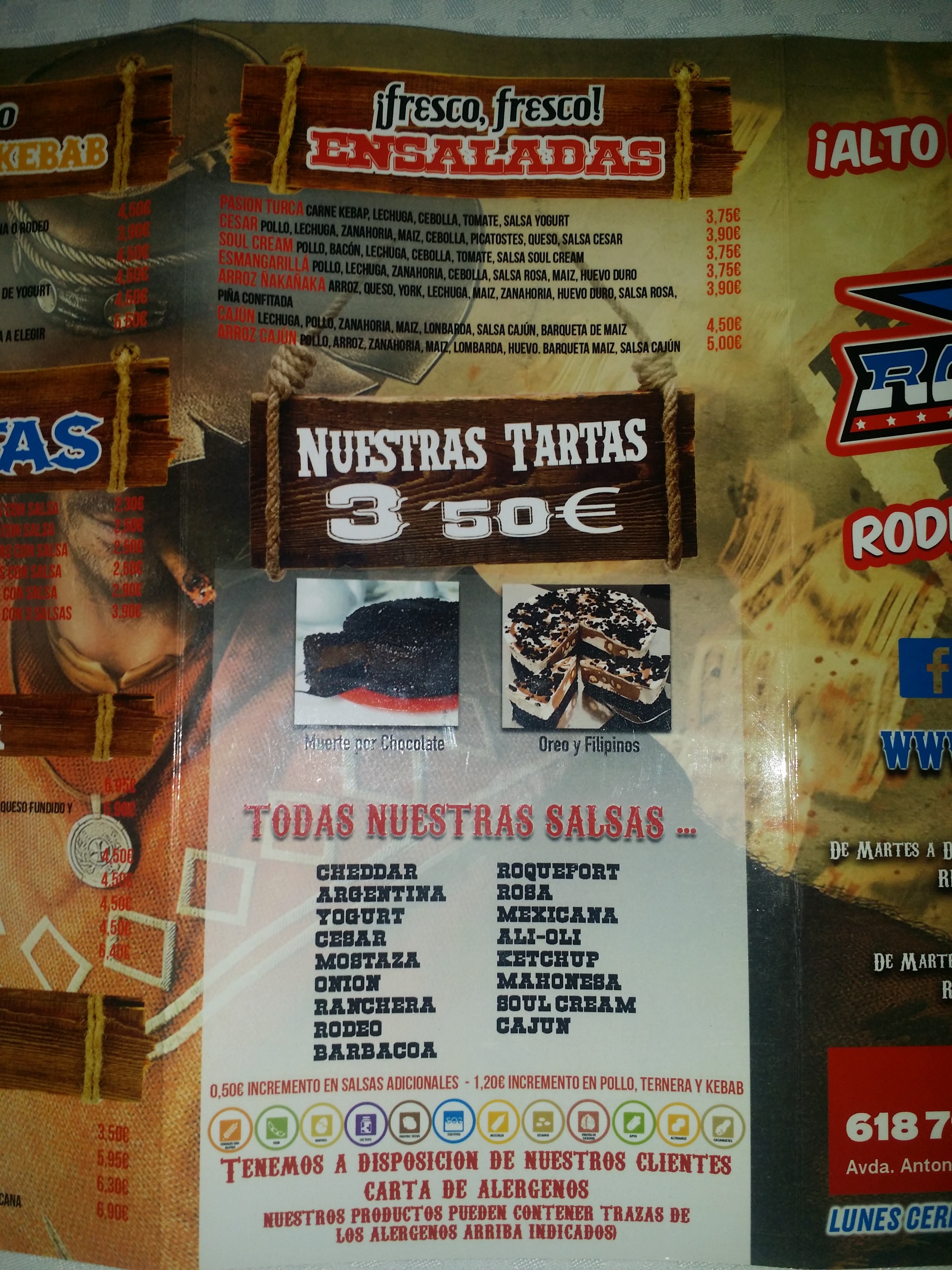 Folleto / Carta / Menú: Hoja 2 de Rodeo burguer