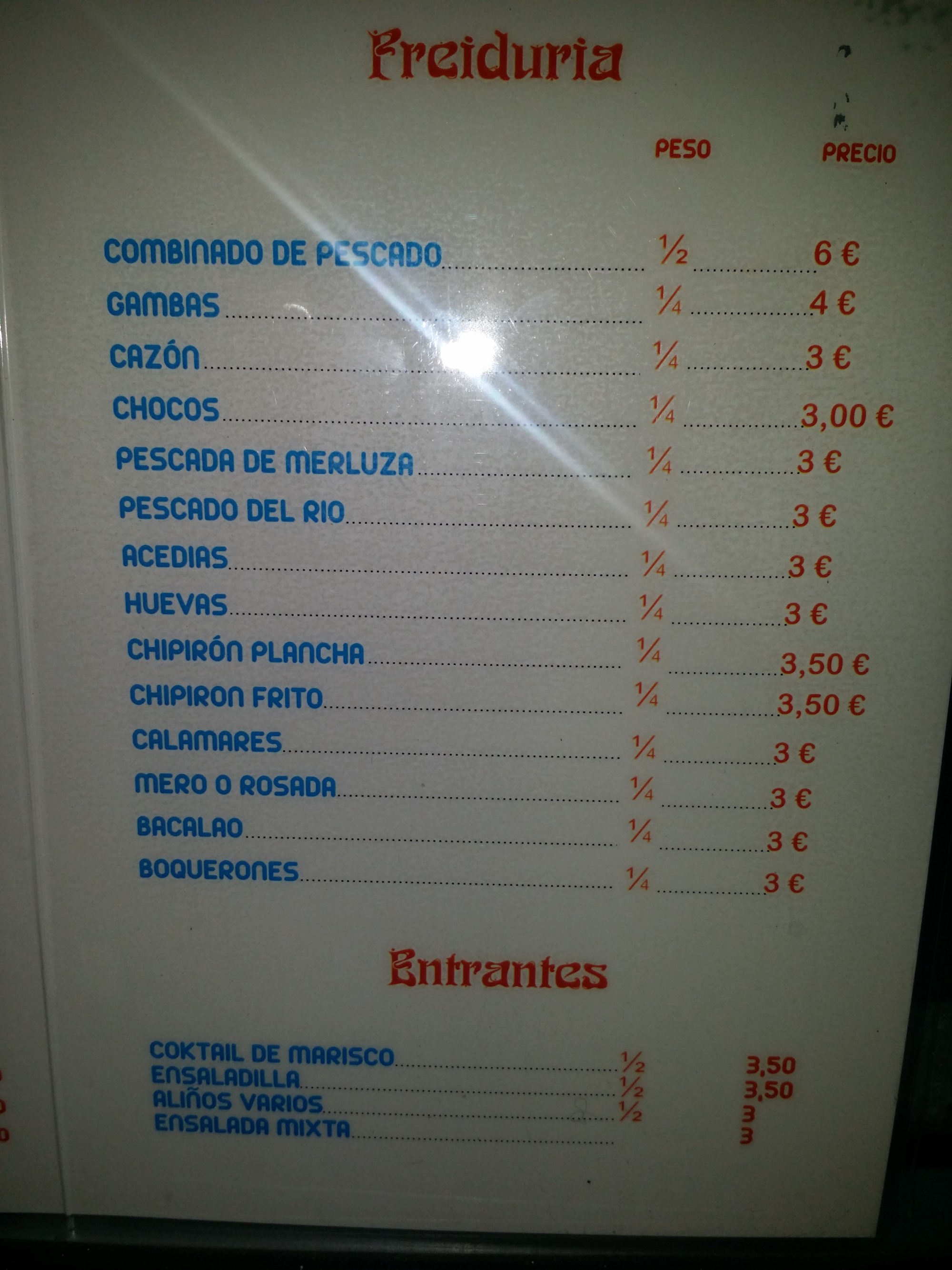 Folleto / Carta / Menú: Hoja 2 de Bar Cadenas