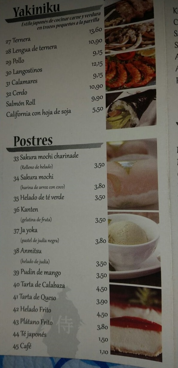 Folleto / Carta / Menú: Carta 2 de Restaurante samurai
