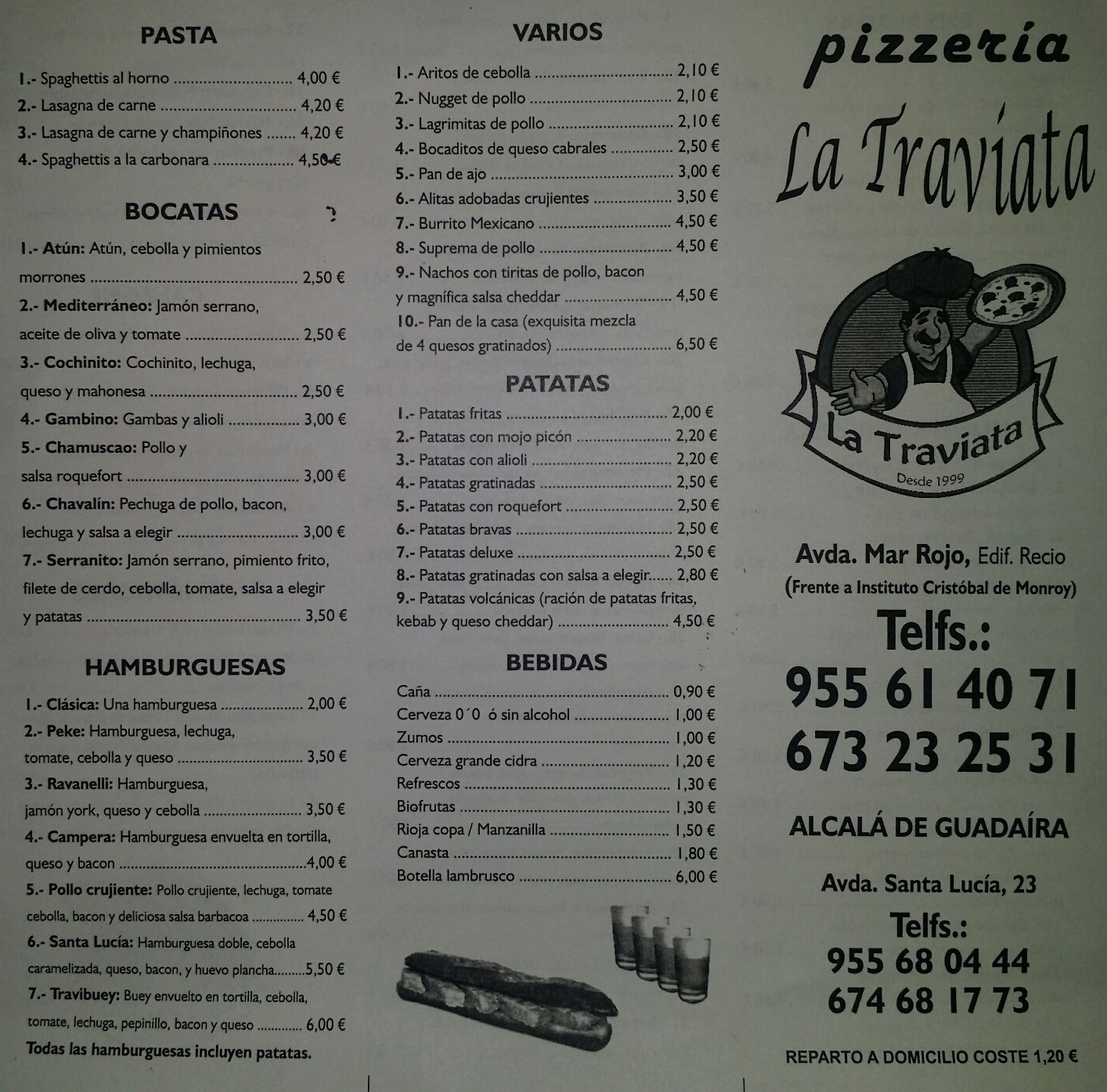 Folleto / Carta / Menú: Hoja 2 de Pizzeria La Traviata