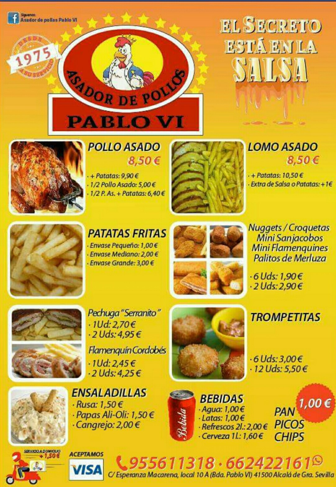 Folleto / Carta / Menú: Hoja 2 de Asador de Pollos Pablo VI