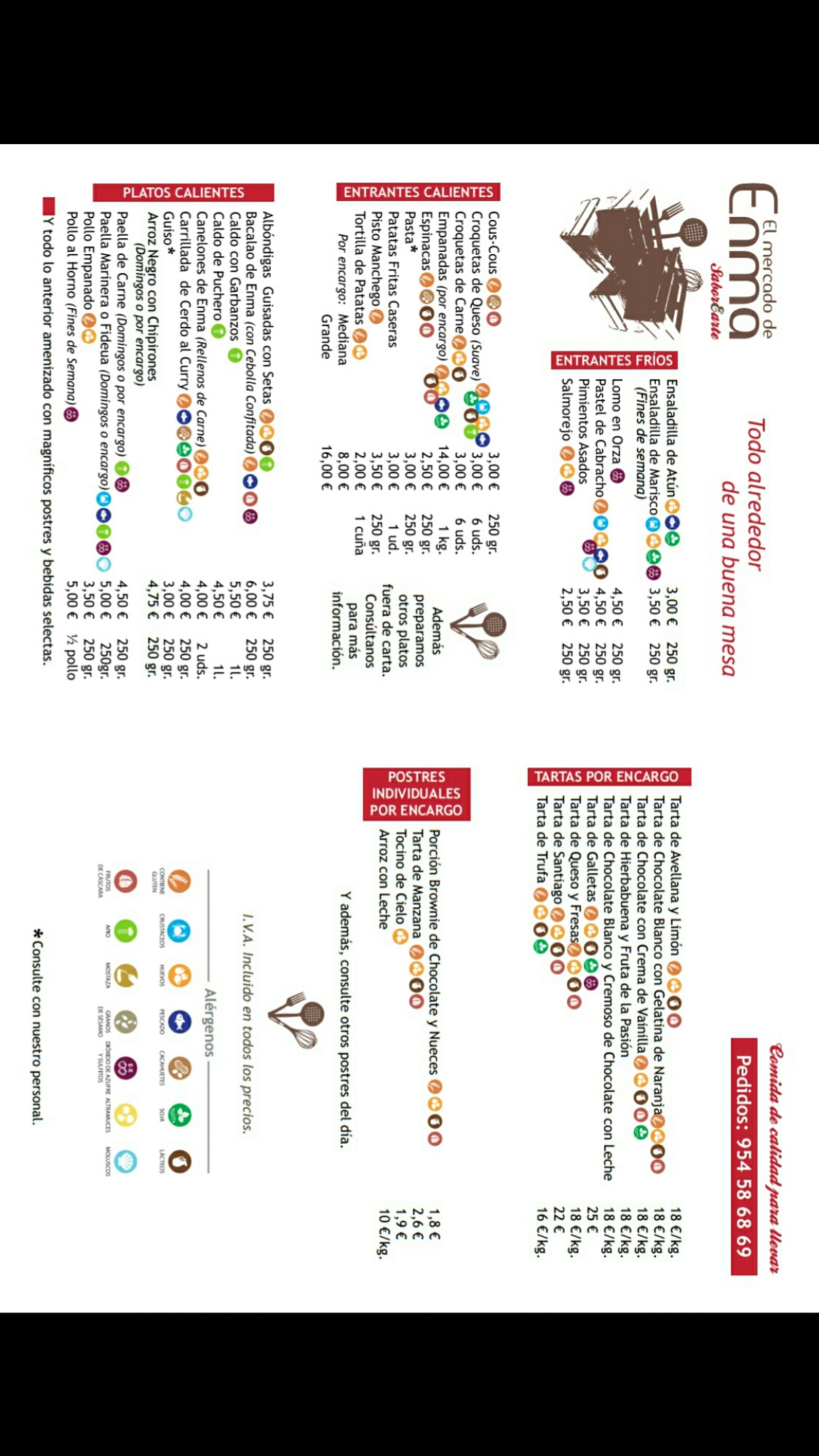 Folleto / Carta / Menú: Hoja 1 de El Mercado de Emma