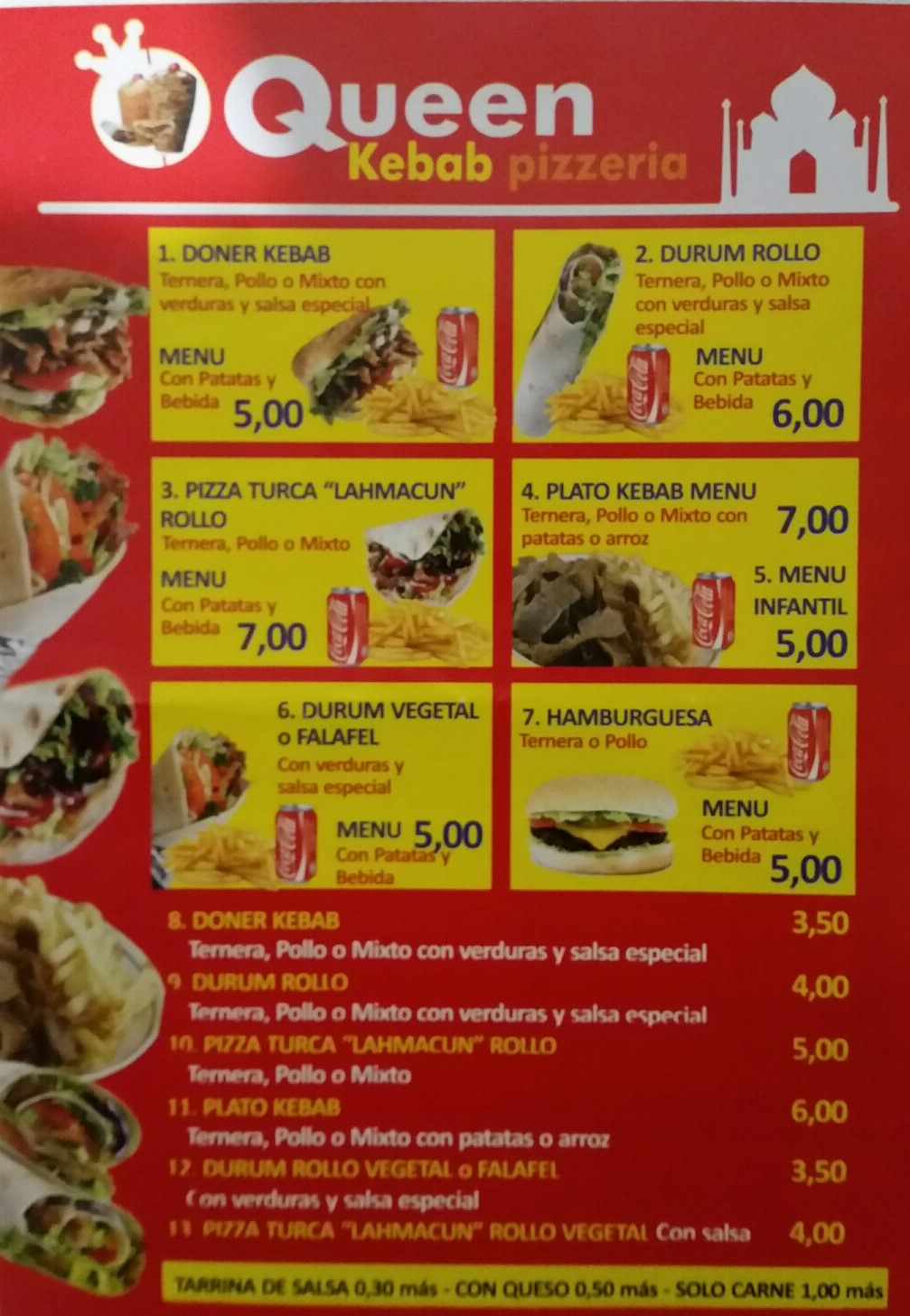 Folleto / Carta / Menú: Hoja 1 de Queen kebab pizzeria