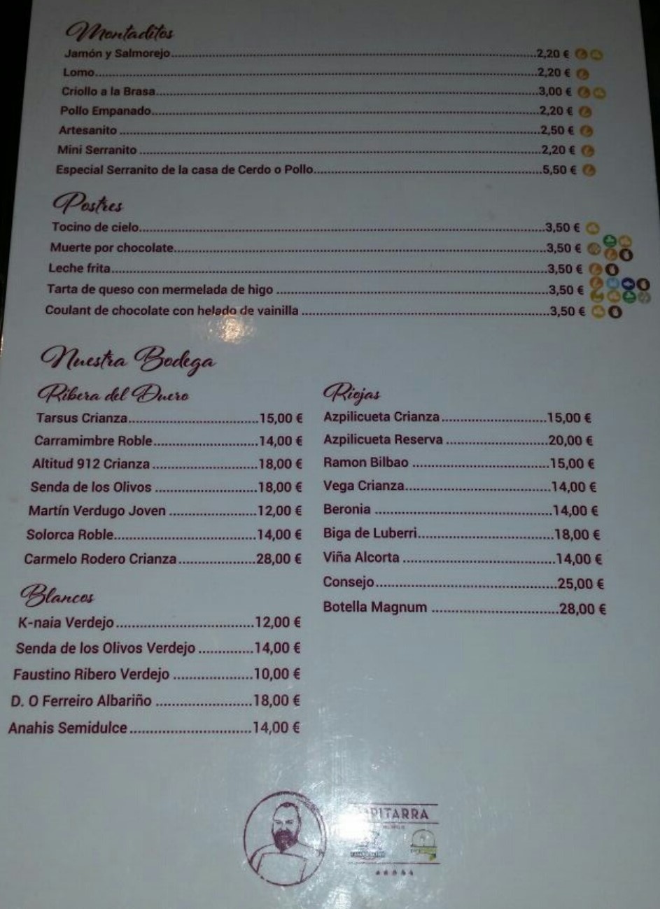 Folleto / Carta / Menú: Hoja 3 de Asador La Pitarra Heliopolis