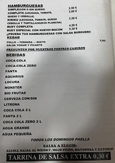 Folleto / Carta / Menú: Hoja 3 de Asador Freiduría KIRIKÚ