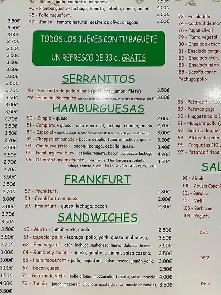 Folleto / Carta / Menú: Burguer-serranitos de De la Virlli