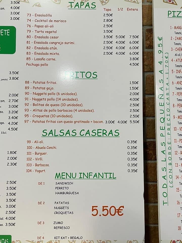 Folleto / Carta / Menú: Menus , tapas y fritos de De la Virlli