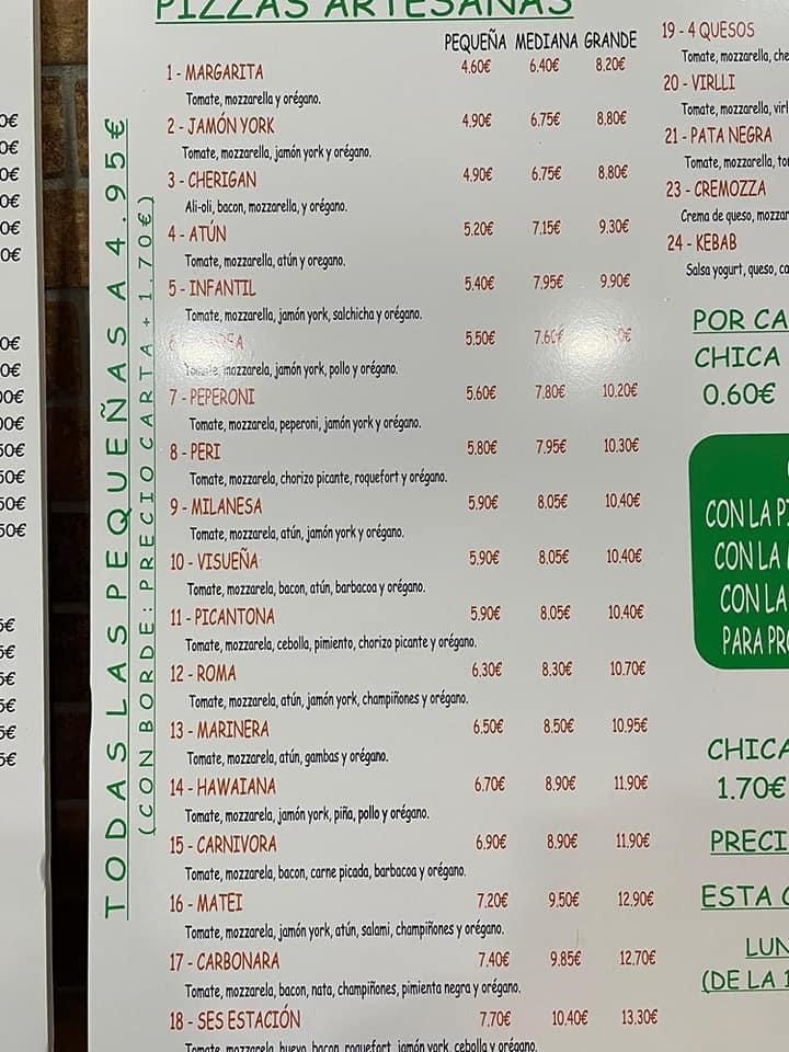 Folleto / Carta / Menú: Pizzas de De la Virlli