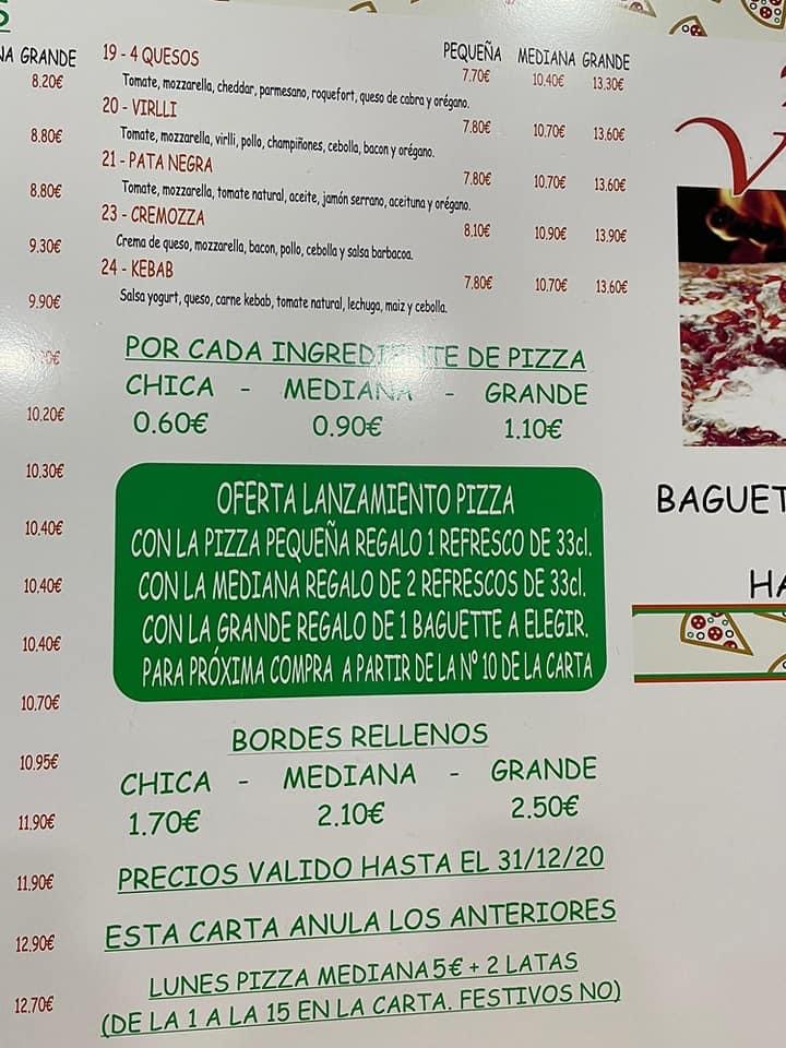 Folleto / Carta / Menú: Pizzas 2 de De la Virlli