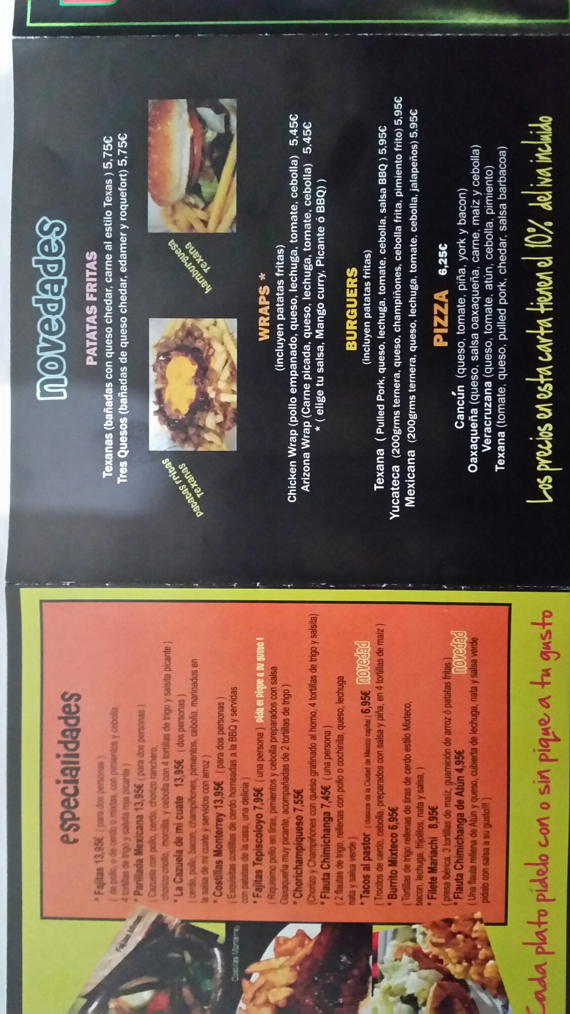 Folleto / Carta / Menú: Hoja 3 de La Hacienda Mexicana (Alcalá de Guadaira)