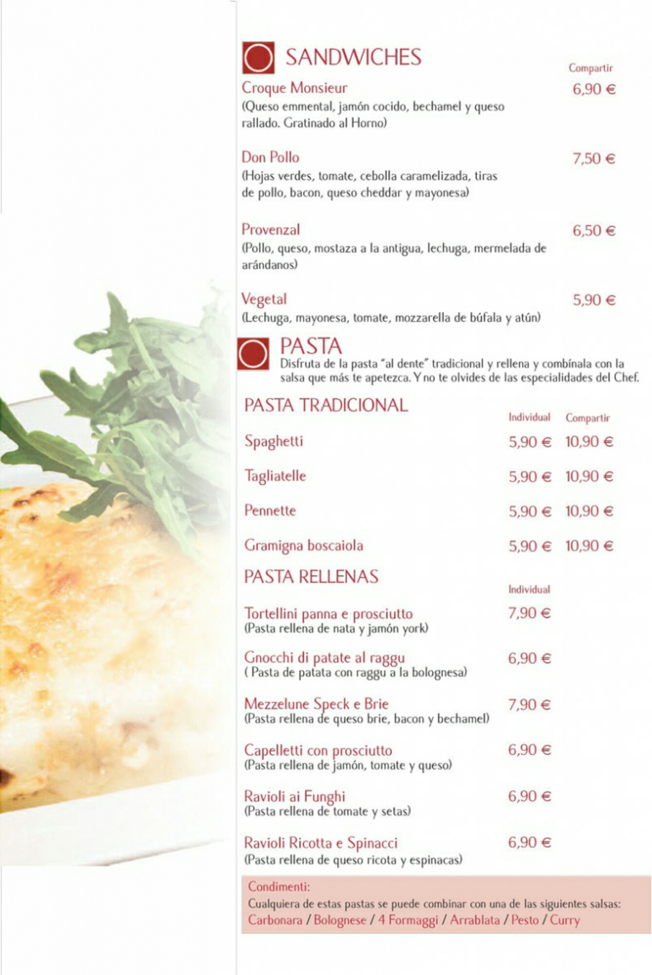 Folleto / Carta / Menú: Hoja 4 de Pizzeria La Palma