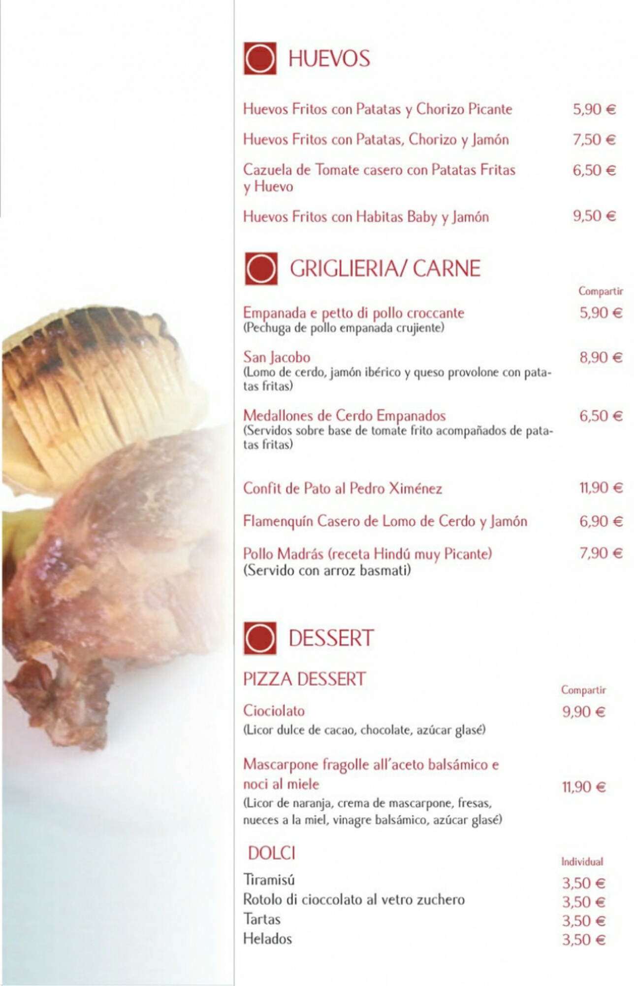 Folleto / Carta / Menú: Hoja 9 de Pizzeria La Palma