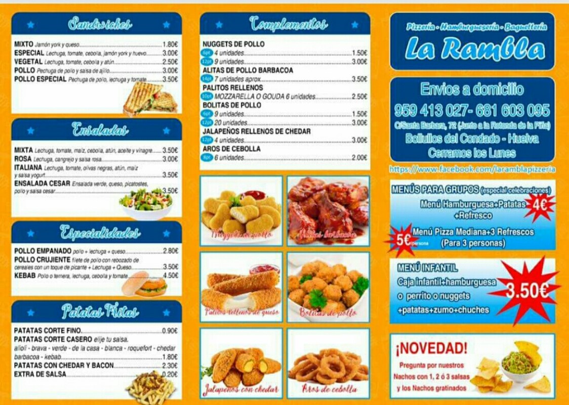 Folleto / Carta / Menú: Hoja 2 de La Rambla Pizzeria