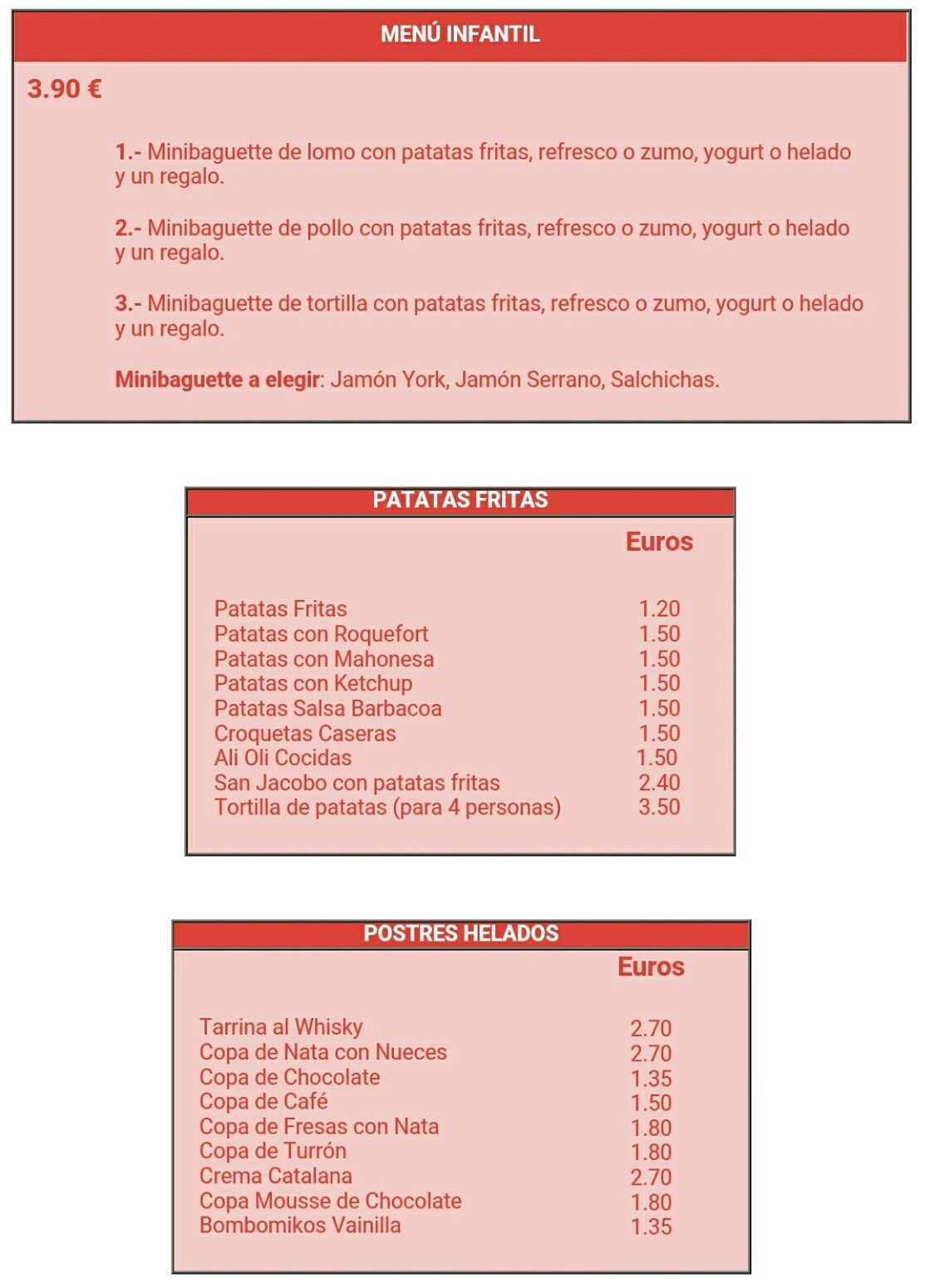 Folleto / Carta / Menú: Hoja 1 de Pizzeria Churreria Pinichi