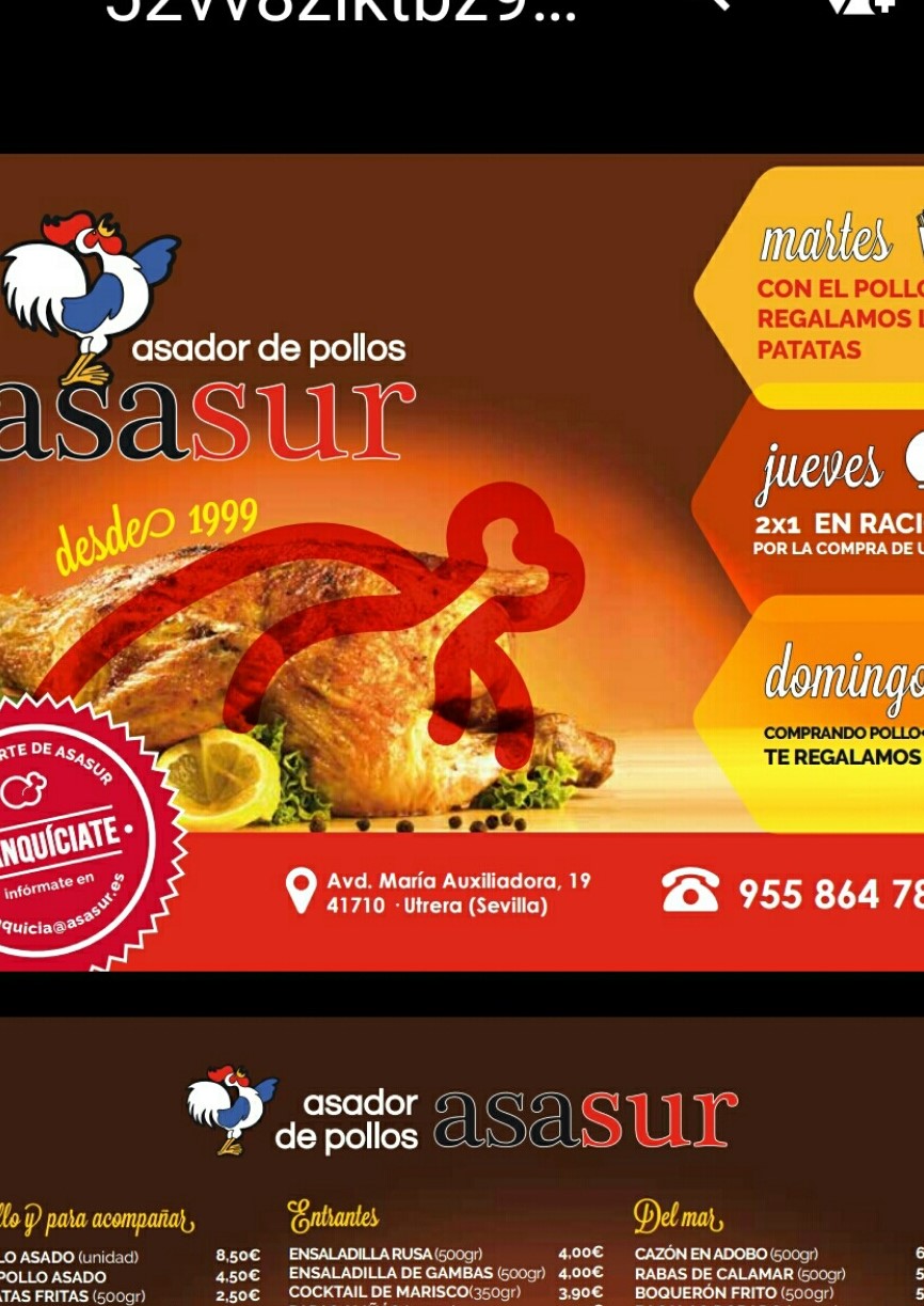 Folleto / Carta / Menú: Hoja 1 de Aasur Utrera