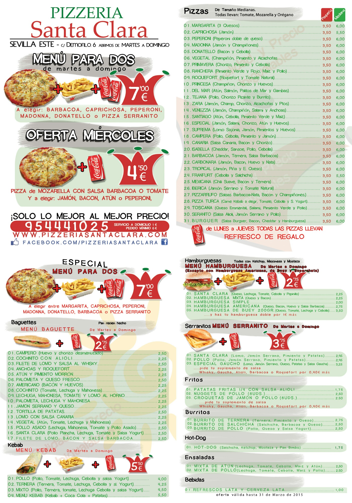 Folleto / Carta / Menú: Hoja 1 de Pizzeria Santa Clara
