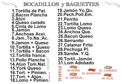Folleto / Carta / Menú: Hoja 1 de Bar Fermin El Boqueron de Plata