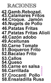 Folleto / Carta / Menú: Hoja 3 de Bar Fermin El Boqueron de Plata