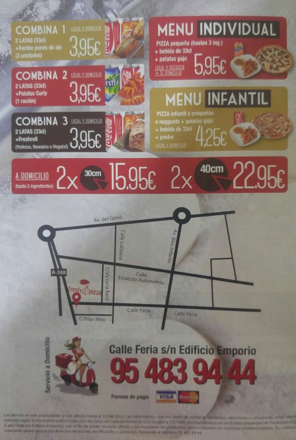 Folleto / Carta / Menú: Hoja 2 de Pizzeria FreshPizza Écija