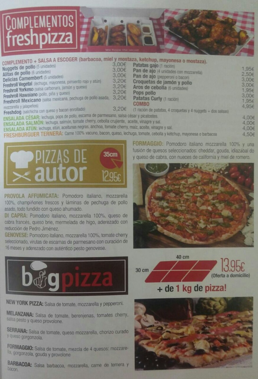 Folleto / Carta / Menú: Hoja 3 de Pizzeria FreshPizza Écija