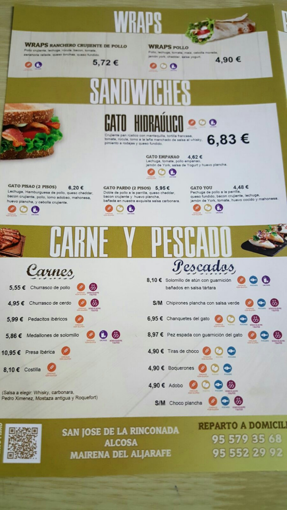 Folleto / Carta / Menú: Hoja 4 de Gato Pisao