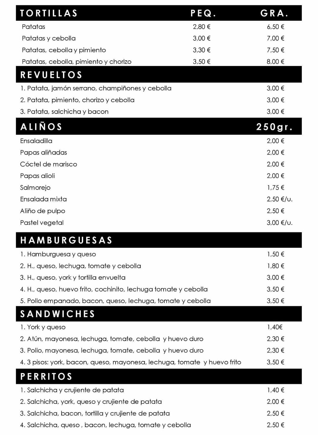 Folleto / Carta / Menú: Hoja 3 de Saboreando