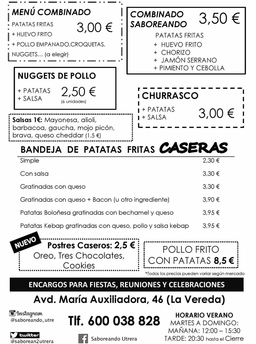 Folleto / Carta / Menú: Hoja 4 de Saboreando