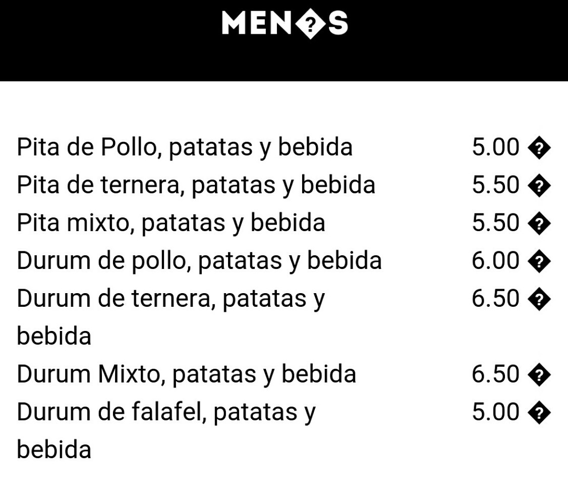 Folleto / Carta / Menú: Hoja 4 de El Sirio Restaurante