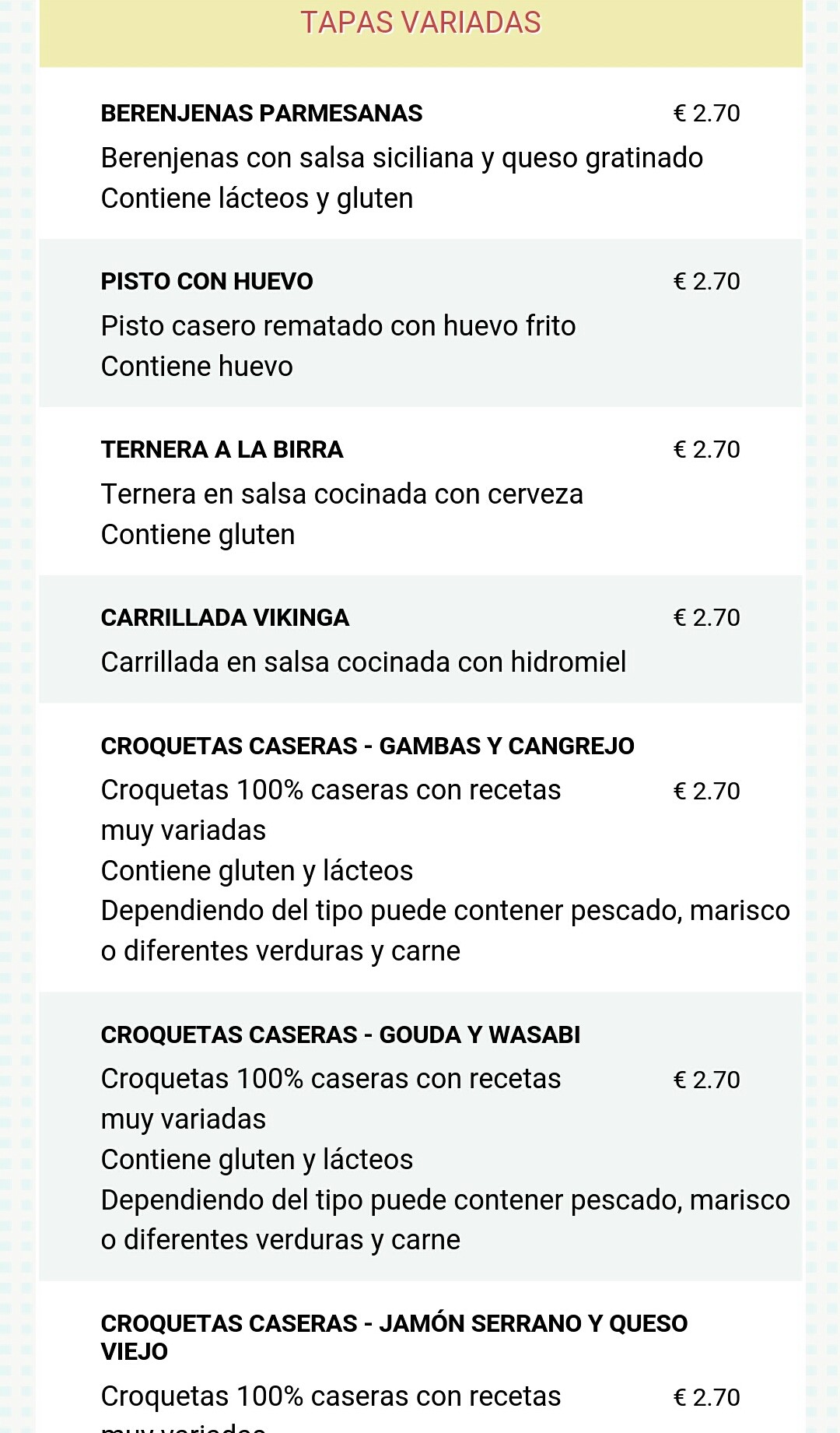 Folleto / Carta / Menú: Hoja 1 de Café Bar Mega