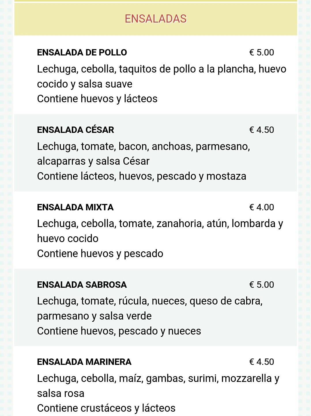 Folleto / Carta / Menú: Hoja 6 de Café Bar Mega