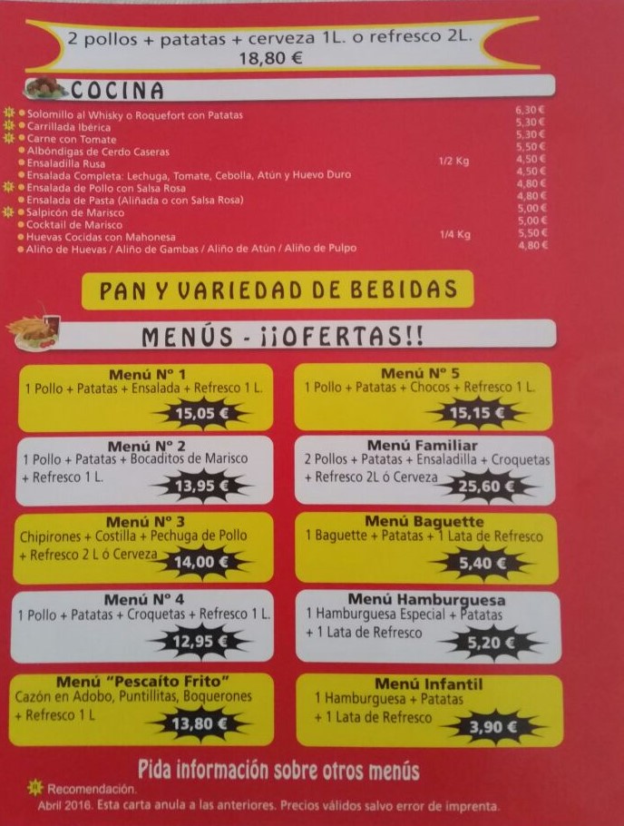 Folleto / Carta / Menú: Hoja 3 de Abesami Asador Freiduria Alcalá