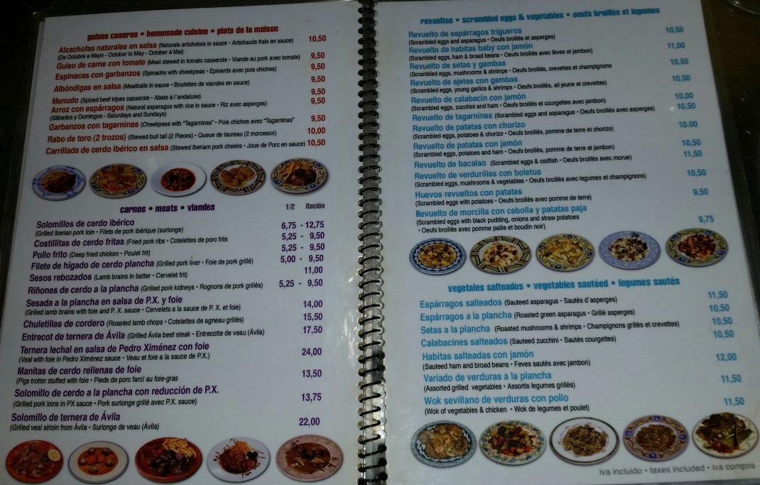 Folleto / Carta / Menú: Hoja 2 de RESTAURANTE LOS CUEVAS