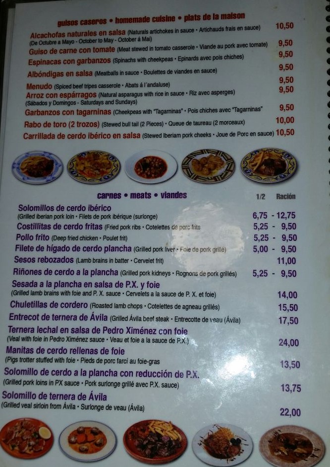 Folleto / Carta / Menú: Hoja 3 de RESTAURANTE LOS CUEVAS