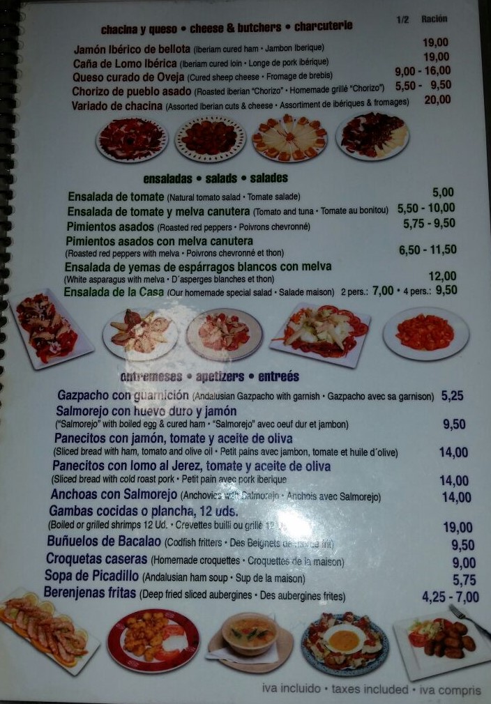 Folleto / Carta / Menú: Hoja 4 de RESTAURANTE LOS CUEVAS