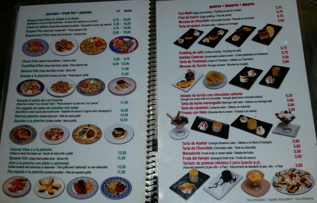 Folleto / Carta / Menú: Hoja 5 de RESTAURANTE LOS CUEVAS