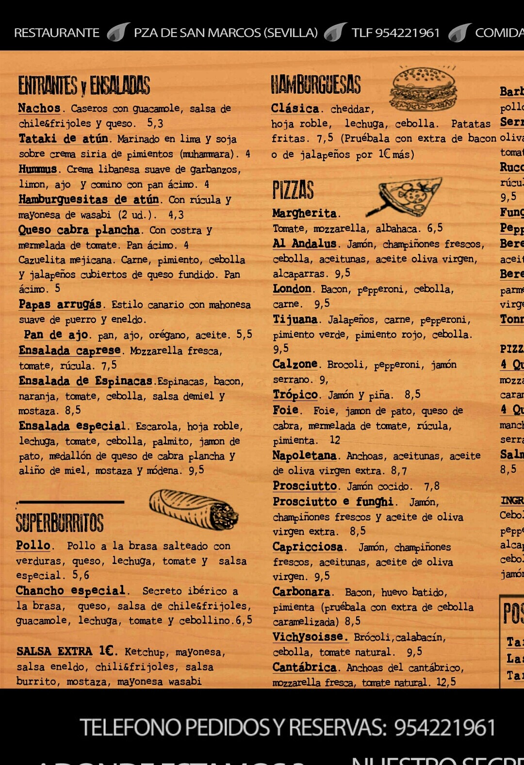 Folleto / Carta / Menú: Hoja 1 de El Nómada