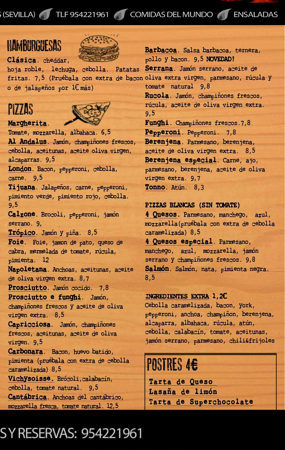 Folleto / Carta / Menú: Hoja 2 de El Nómada
