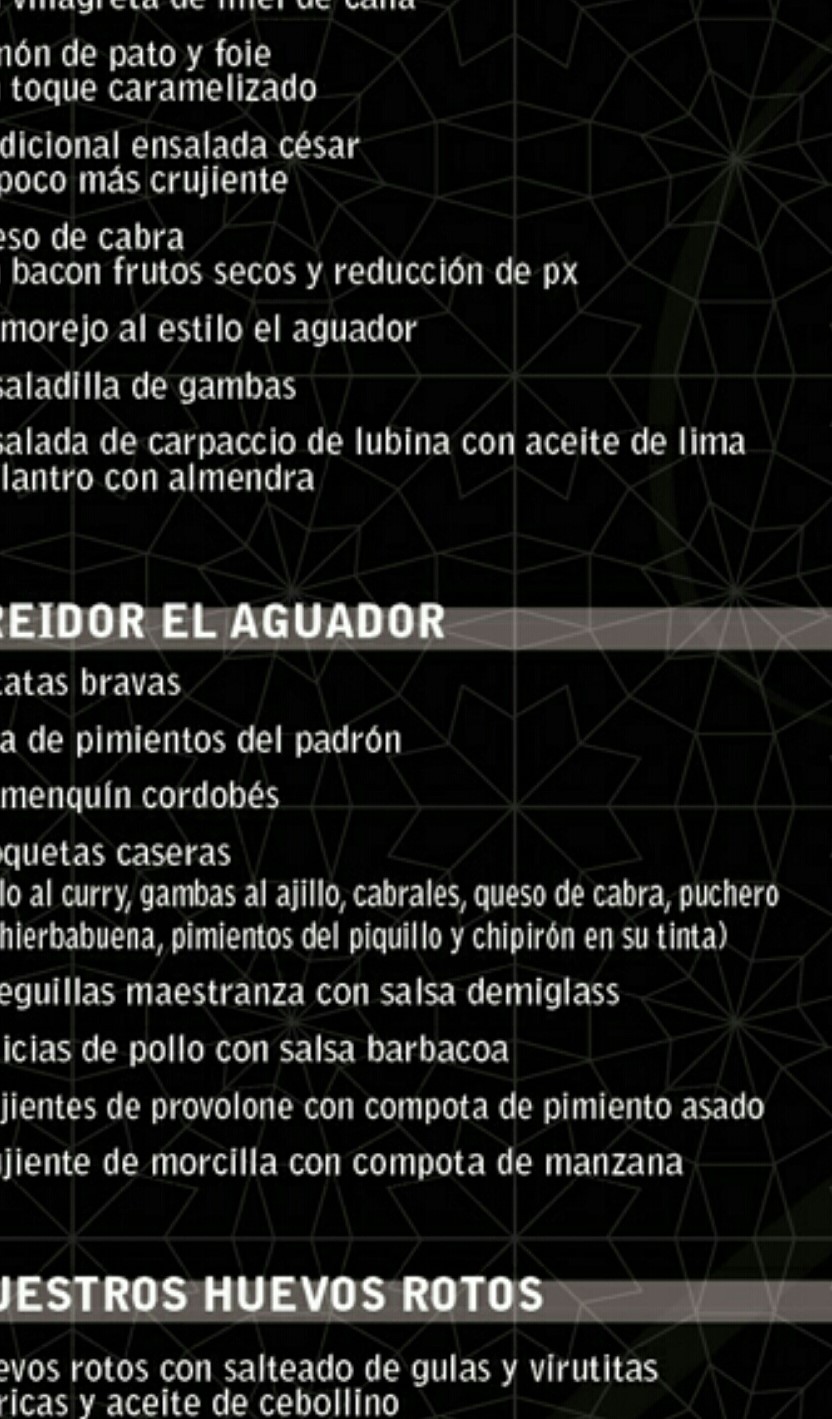 Folleto / Carta / Menú: Hoja 1 de EL AGUADOR