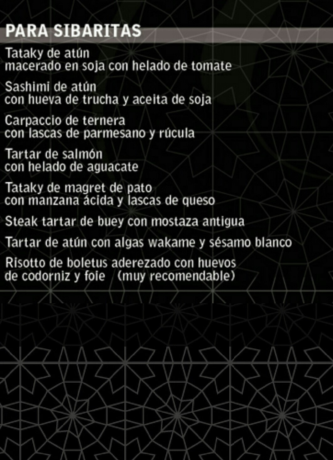 Folleto / Carta / Menú: Hoja 3 de EL AGUADOR