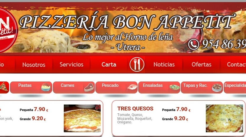 Folleto / Carta / Menú: Hoja 5 de Pizzeria Bon Appetit