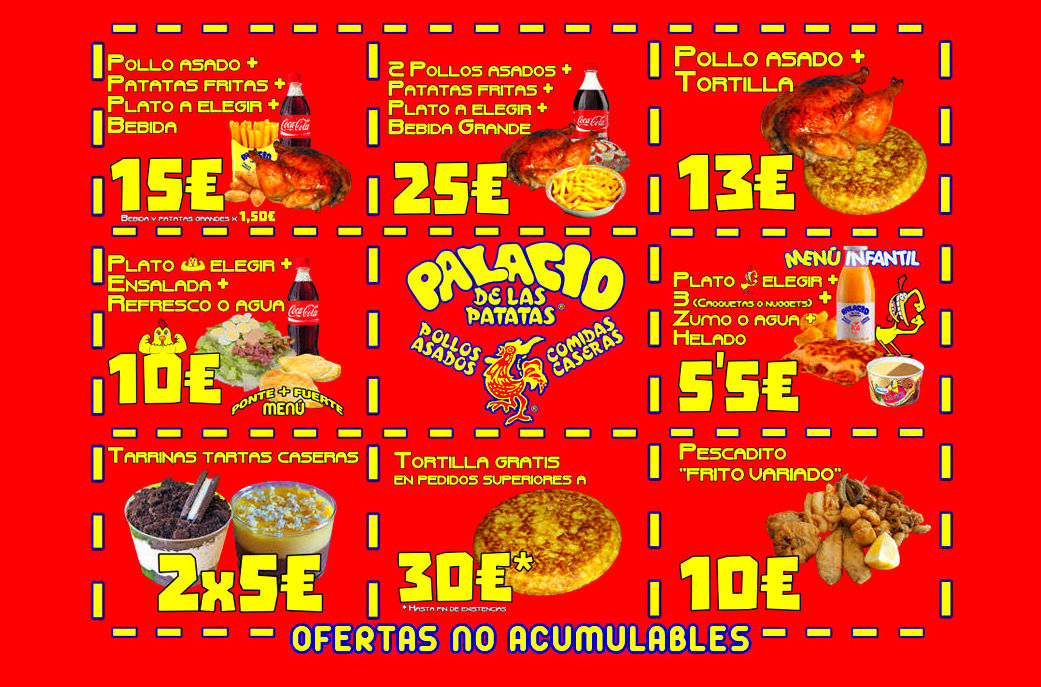 Folleto / Carta / Menú: Hoja 2 de Palacio de las Patatas